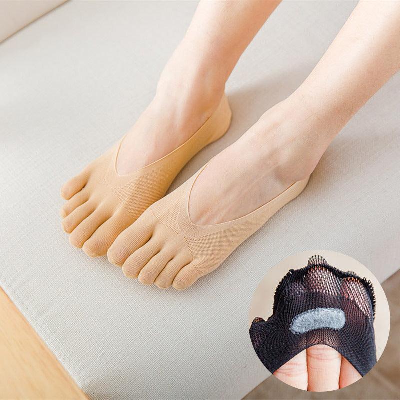 Five Finger Toe Socks Women Invisible Ankle Cut No Show Liner Low Cut Packs - Skin 1 Pair