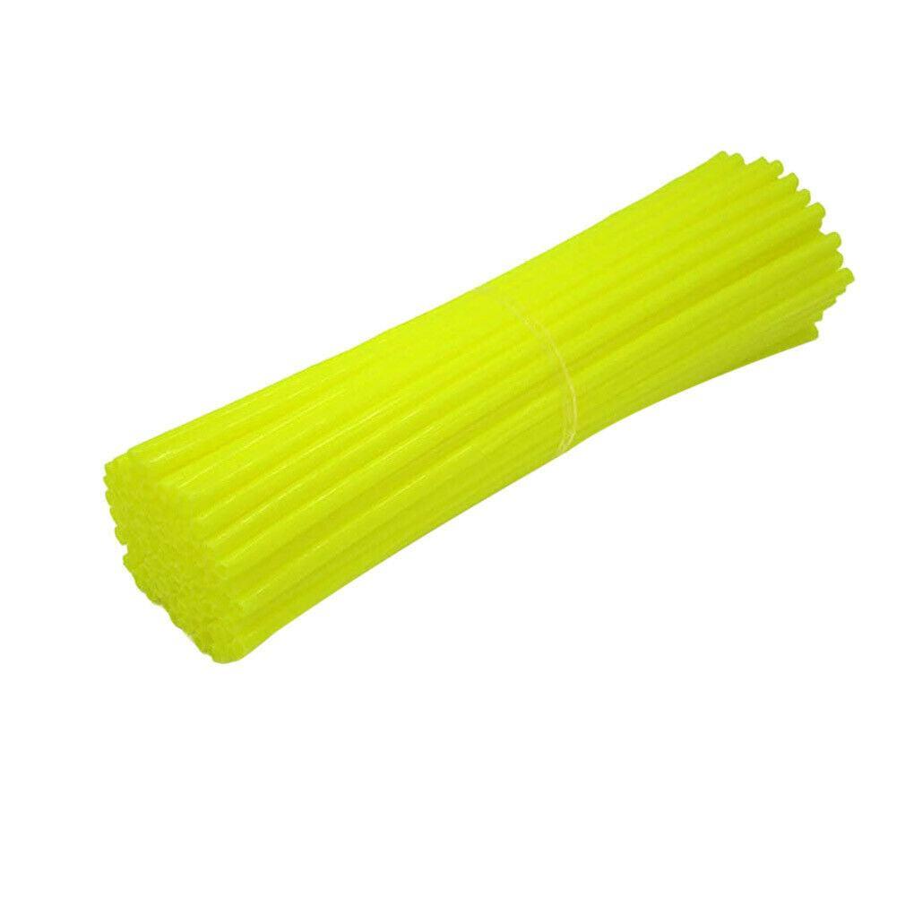 72PCS Wheel Spoke Wrap Sleeves Mountain Bike Bicycle Mtb Wraps Skins Covers - Yellow