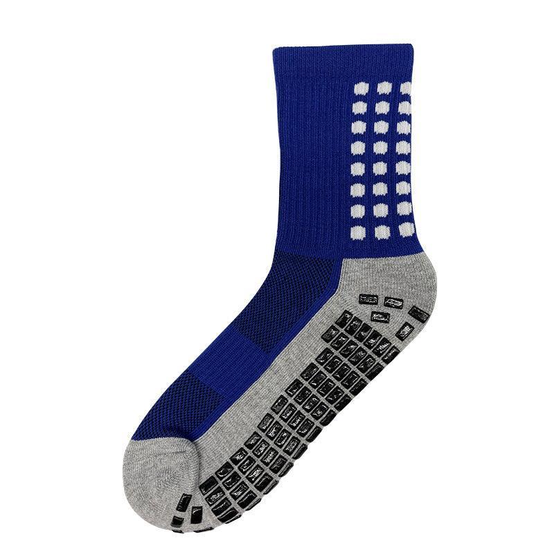 Anti-Slip Sports Socks with PVC Grip Dots for Soccer Basketball and Training Use - Blue