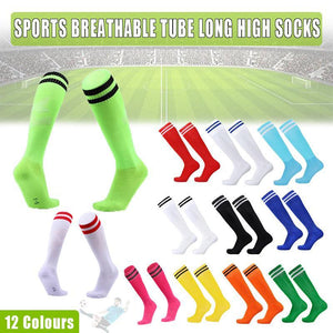Mens Womens Sports Breathable Tube Long High Socks Knee Warm Casual Footy Soccer - Dark Blue