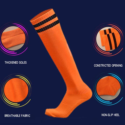 Mens Womens Sports Breathable Tube Long High Socks Knee Warm Casual Footy Soccer - Orange