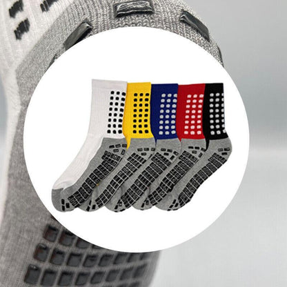Anti-Slip Sports Socks with PVC Grip Dots for Soccer Basketball and Training Use - White