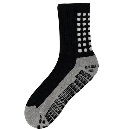 Anti-Slip Sports Socks with PVC Grip Dots for Soccer Basketball and Training Use - White