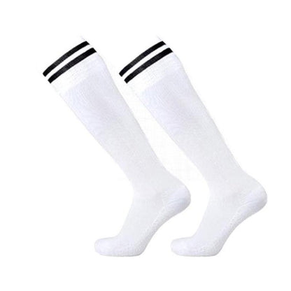 Mens Womens Sports Breathable Tube Long High Socks Knee Warm Casual Footy Soccer - White