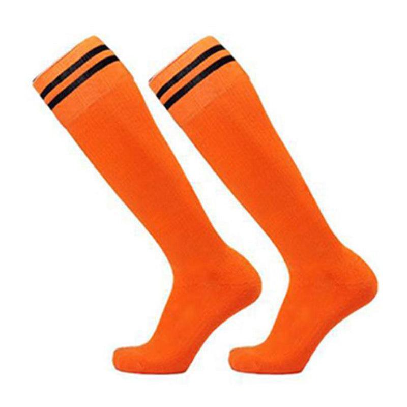 Mens Womens Sports Breathable Tube Long High Socks Knee Warm Casual Footy Soccer - White+Red
