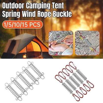 1 - 15PCS Outdoor Camping Tent Spring Wind Rope Buckle Fix Hook Buckles Silver Red - 1pcs - Factory Direct Shop