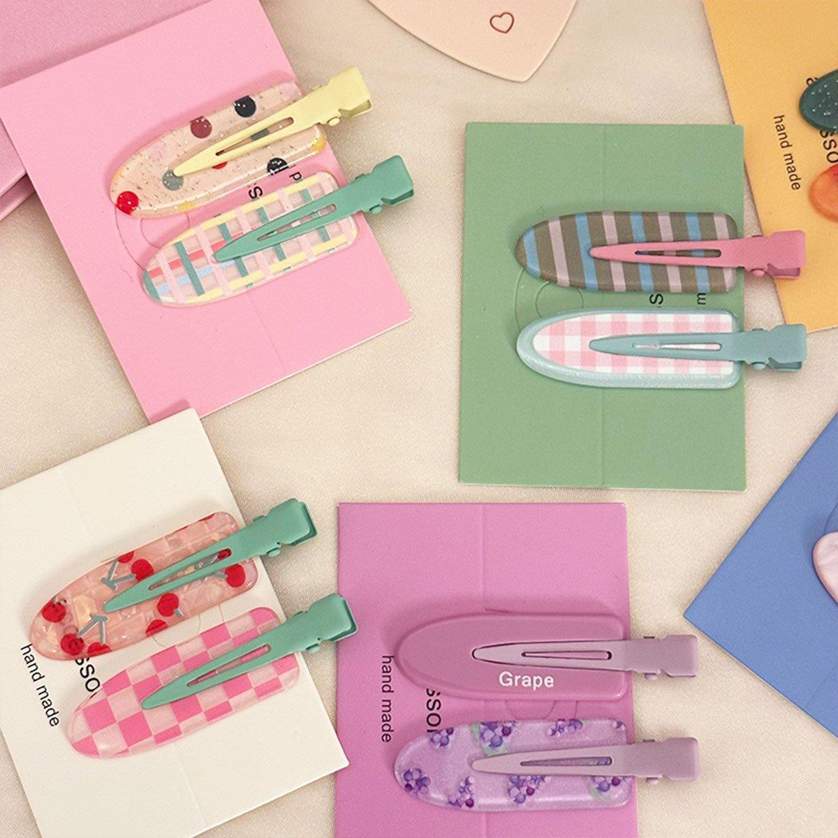 2PCS Juice Series Hair Clip Makeup Hair Accessories Colourful Hair Barrettes - Peach