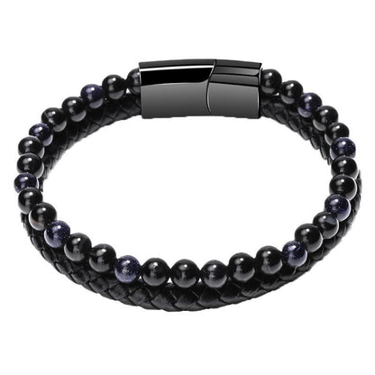 Tiger Eye Natural Stone Beaded Bracelet Women Men Elasticity Bangle hand Jewelry - Tiger Eye