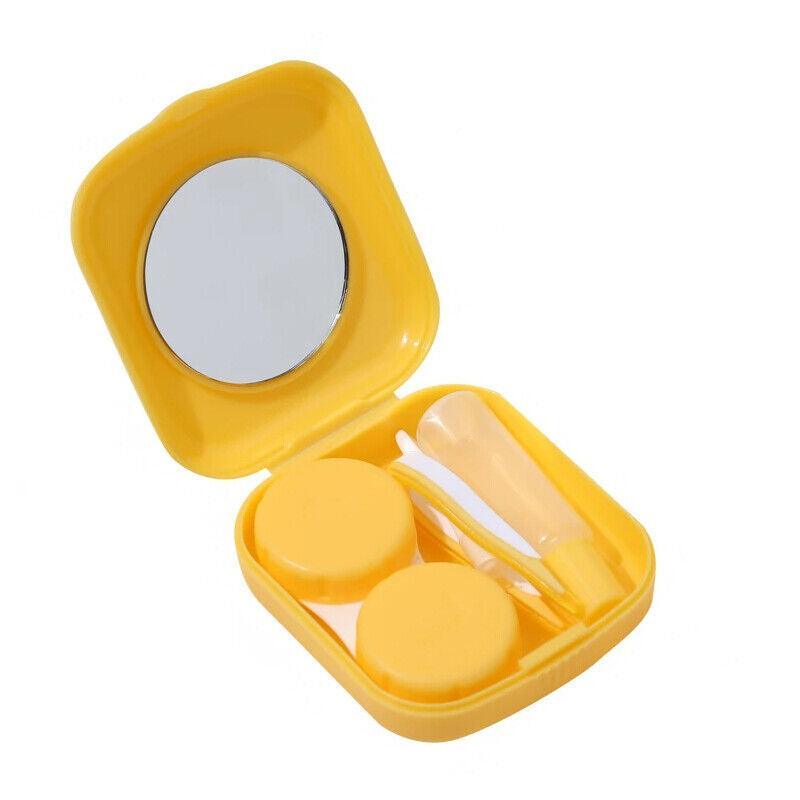 Pocket Plastic Mini Contact Lens Case Kit Outdoor Travel Holder Mirror Container - Blue