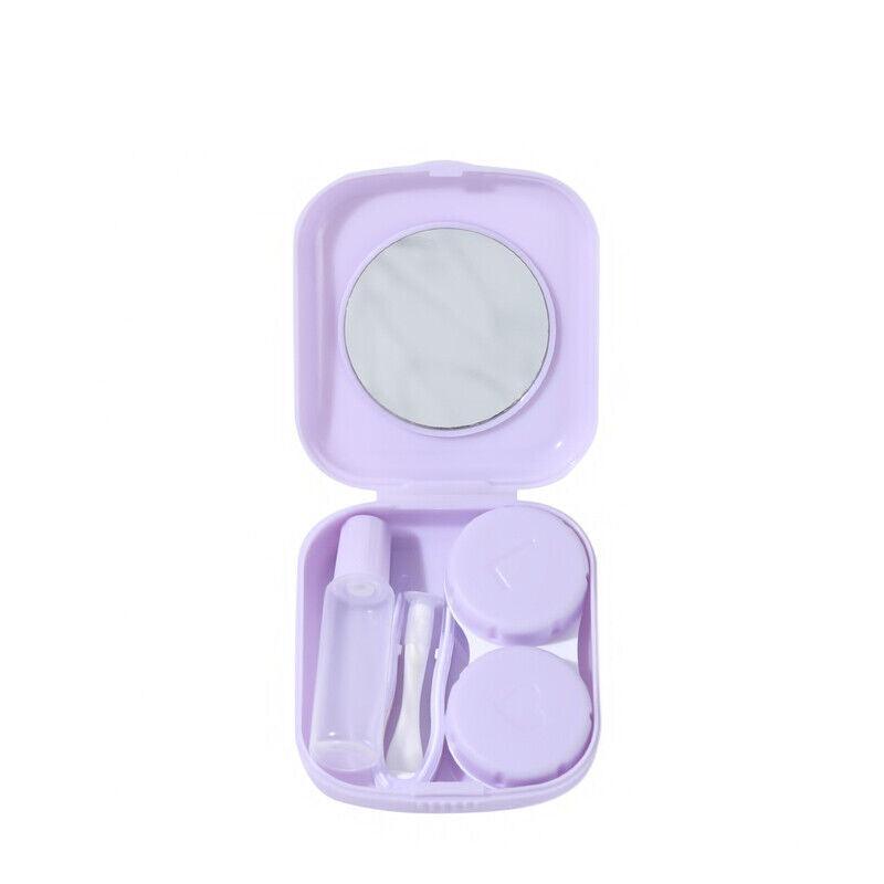 Pocket Plastic Mini Contact Lens Case Kit Outdoor Travel Holder Mirror Container - Pink
