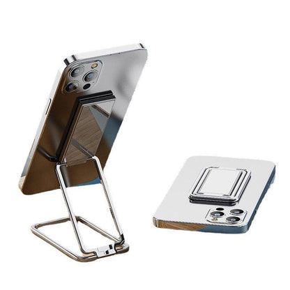 Portable Multifunctional Folding Metal Mobile Phone Holder Bracket Desktop Stand - Black