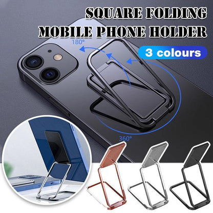 Portable Multifunctional Folding Metal Mobile Phone Holder Bracket Desktop Stand - Rose Gold