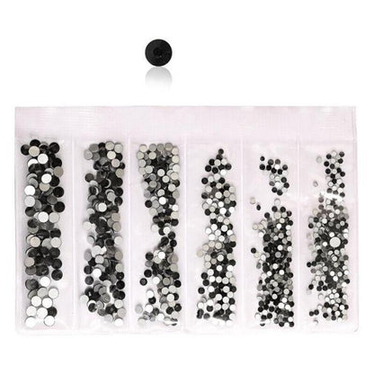 1440Pcs Glitter Rhinestones Crystal Clear Flat Bottom Glass Nail Art Nail Drill - Blue