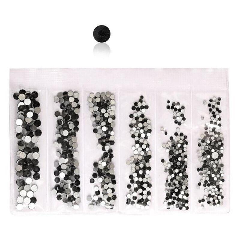 1440Pcs Glitter Rhinestones Crystal Clear Flat Bottom Glass Nail Art Nail Drill - Colourful