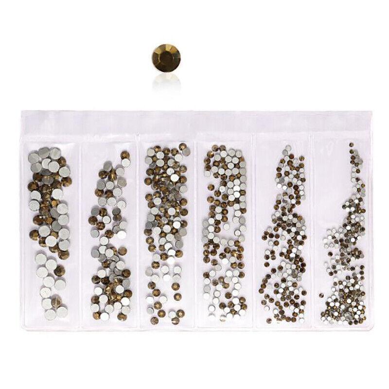 1440Pcs Glitter Rhinestones Crystal Clear Flat Bottom Glass Nail Art Nail Drill - Colourful