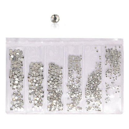 1440Pcs Glitter Rhinestones Crystal Clear Flat Bottom Glass Nail Art Nail Drill - Colourful
