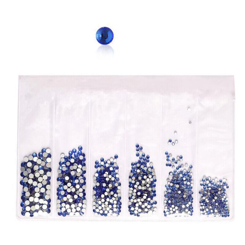 1440Pcs Glitter Rhinestones Crystal Clear Flat Bottom Glass Nail Art Nail Drill - Colourful