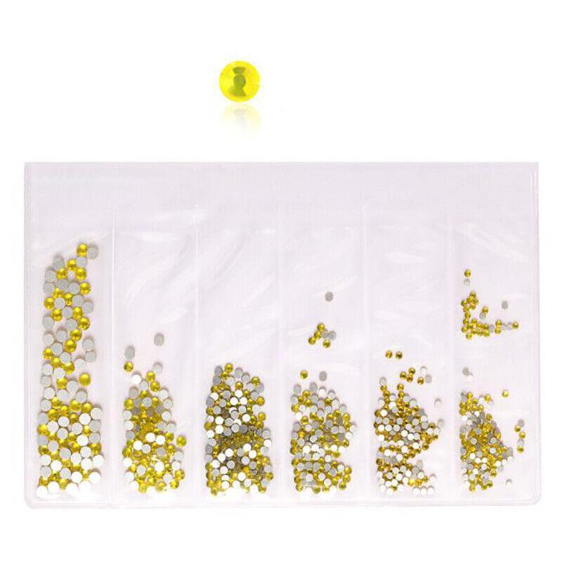 1440Pcs Glitter Rhinestones Crystal Clear Flat Bottom Glass Nail Art Nail Drill - Gold