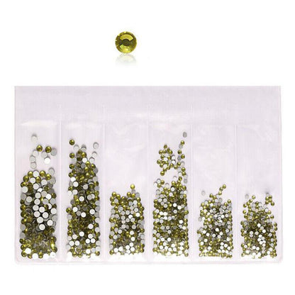 1440Pcs Glitter Rhinestones Crystal Clear Flat Bottom Glass Nail Art Nail Drill - Gold