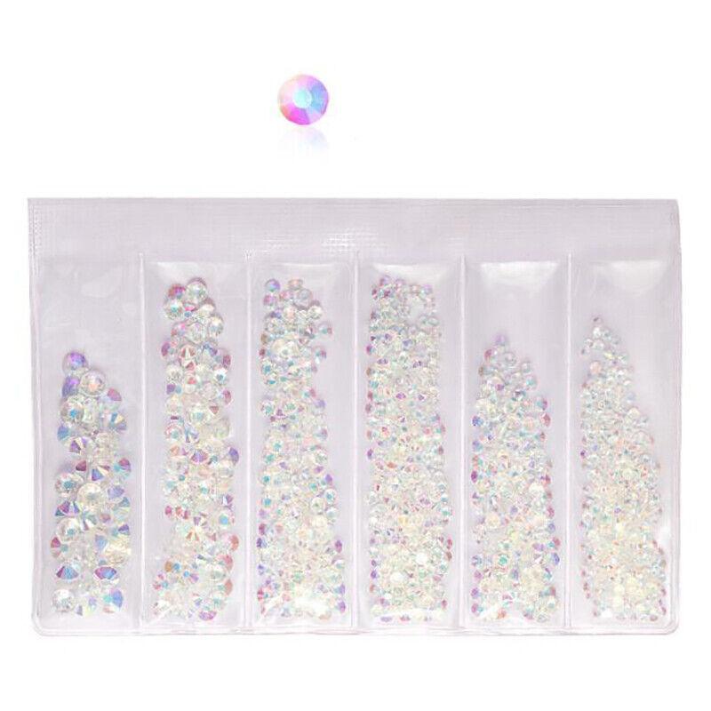 1440Pcs Glitter Rhinestones Crystal Clear Flat Bottom Glass Nail Art Nail Drill - Gold