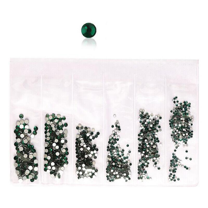 1440Pcs Glitter Rhinestones Crystal Clear Flat Bottom Glass Nail Art Nail Drill - Gold