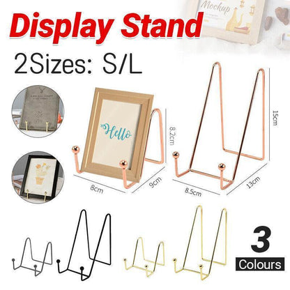 Iron Display Stand Dish Rack-Plate Bowl Picture Frame Photo Book Pedestal Holder - Black-S
