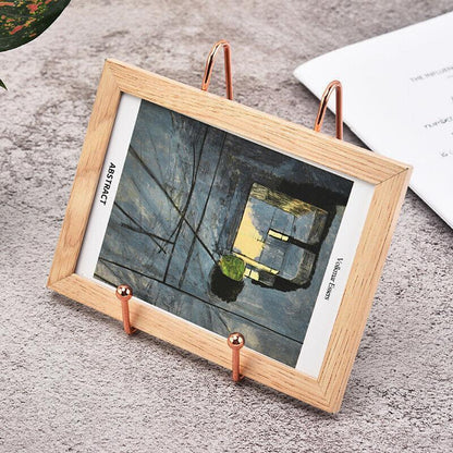 Iron Display Stand Dish Rack-Plate Bowl Picture Frame Photo Book Pedestal Holder - Rose Gold-S
