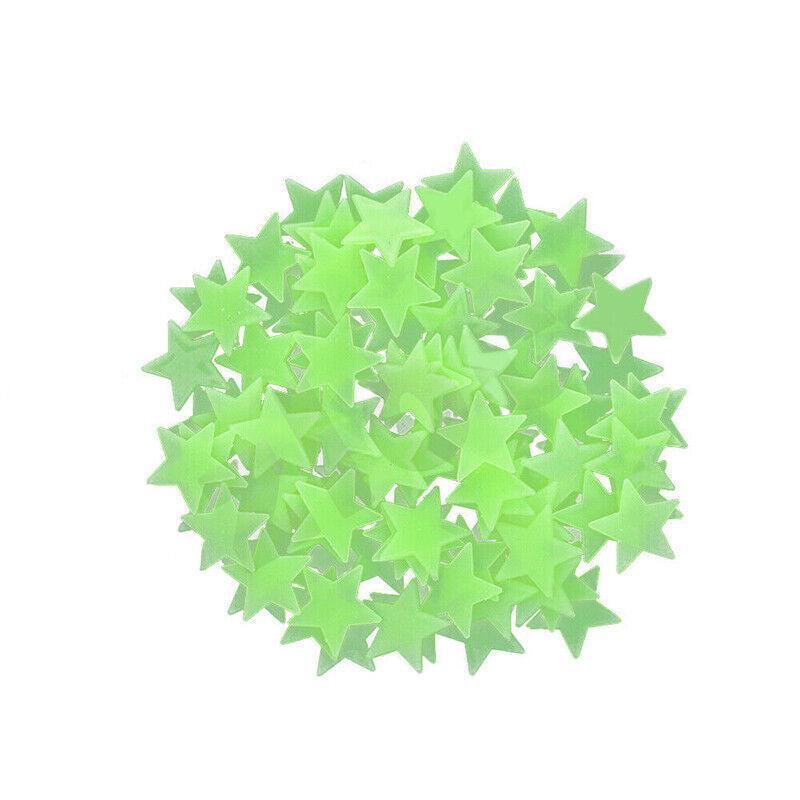 100 Pieces Glow-in-the-Dark Luminous Star Wall Stickers for Bedroom or Ceiling Decor - Blue