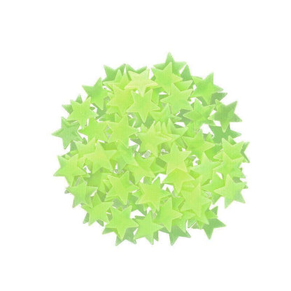 100 Pieces Glow-in-the-Dark Luminous Star Wall Stickers for Bedroom or Ceiling Decor - Multicolour