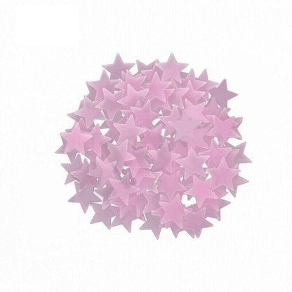 100 Pieces Glow-in-the-Dark Luminous Star Wall Stickers for Bedroom or Ceiling Decor - Multicolour