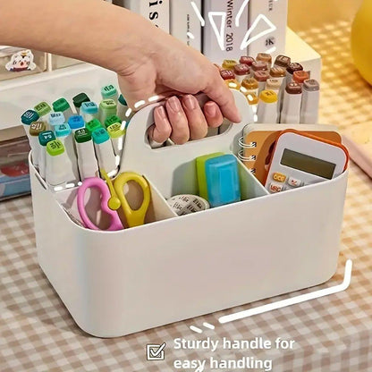 Multi Functional Desktop Organizer Compartmentalized Storage Box Portable Basket - Pink
