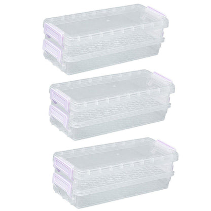 3PCS Clear Plastic Desktop Storage Box 2 Layer Holder DIY Stationery Pencil Case - Yellow