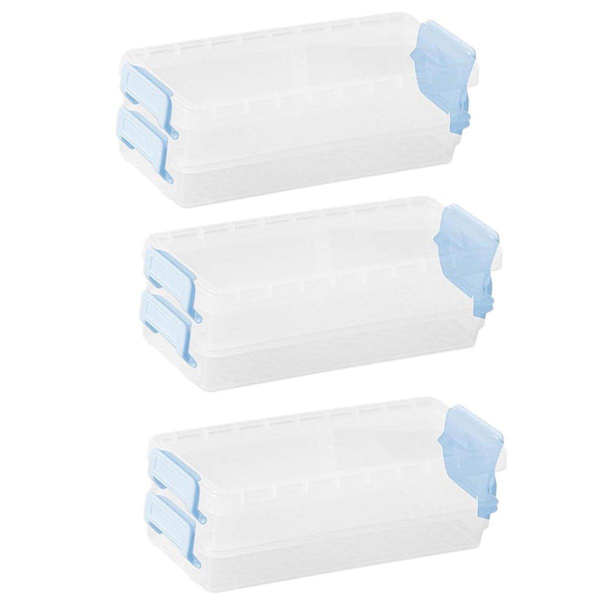 3PCS Clear Plastic Desktop Storage Box 2 Layer Holder DIY Stationery Pencil Case - Yellow
