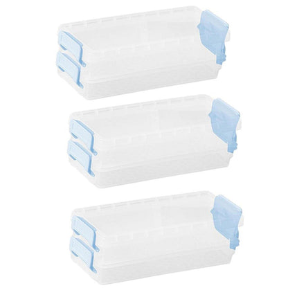 3PCS Clear Plastic Desktop Storage Box 2 Layer Holder DIY Stationery Pencil Case - Yellow