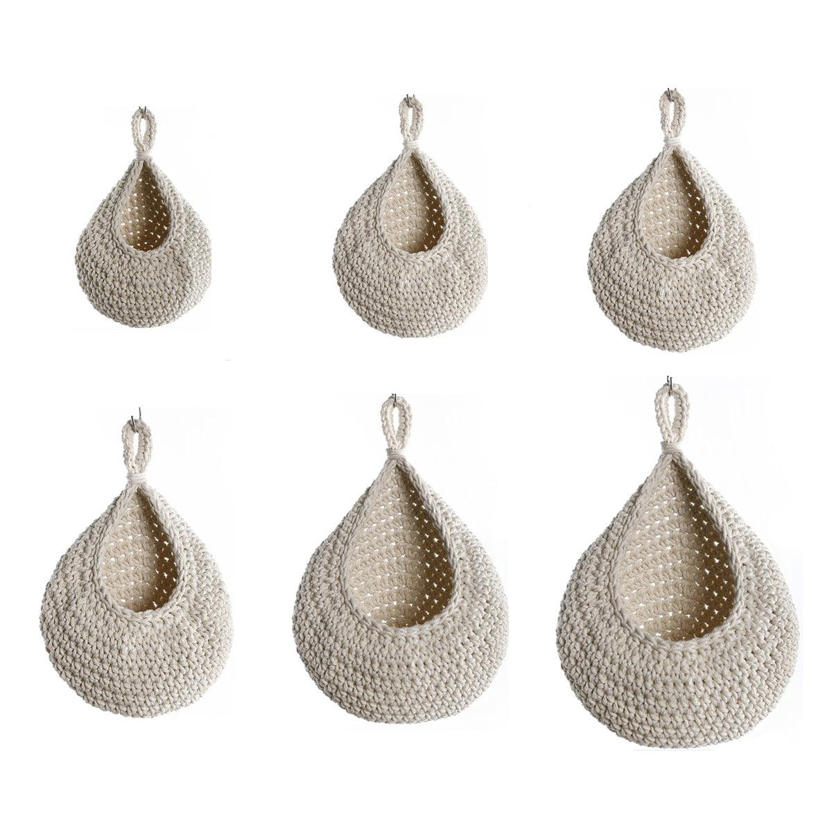 Cotton Rope Woven Storage Basket Wall Mount Fruit Vegetable Organizer Container - XL