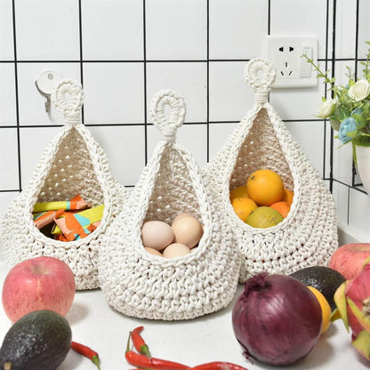 Cotton Rope Woven Storage Basket Wall Mount Fruit Vegetable Organizer Container - XL