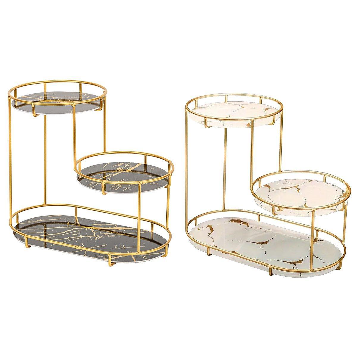 Round Multi-Tier Metal Storage Rack for Bathroom Vanity Kitchen Storage Rack - White