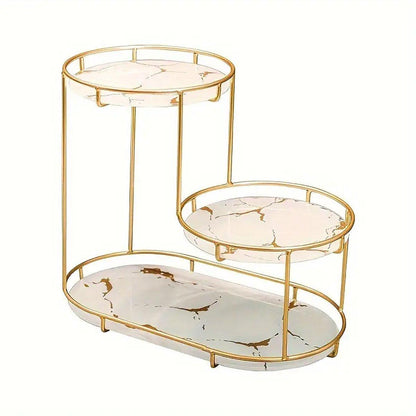 Round Multi-Tier Metal Storage Rack for Bathroom Vanity Kitchen Storage Rack - White
