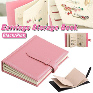 Large Capacity Jewelry Storage Book for Earrings Home Organizer Small Size Box - Black