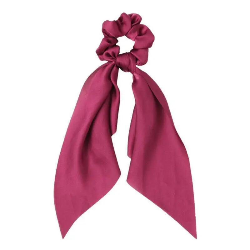 Chiffon Ponytail Scarf Bow Elastic Hair Rope Tie Scrunchies Ribbon Hair Bands - Coffee