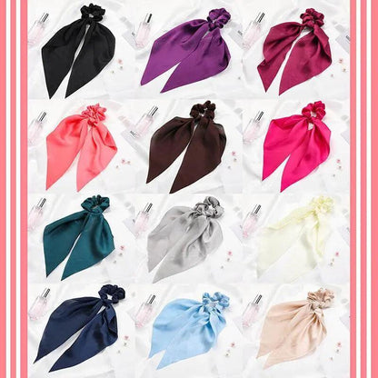 Chiffon Ponytail Scarf Bow Elastic Hair Rope Tie Scrunchies Ribbon Hair Bands - Coffee