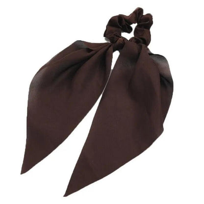 Chiffon Ponytail Scarf Bow Elastic Hair Rope Tie Scrunchies Ribbon Hair Bands - Coffee