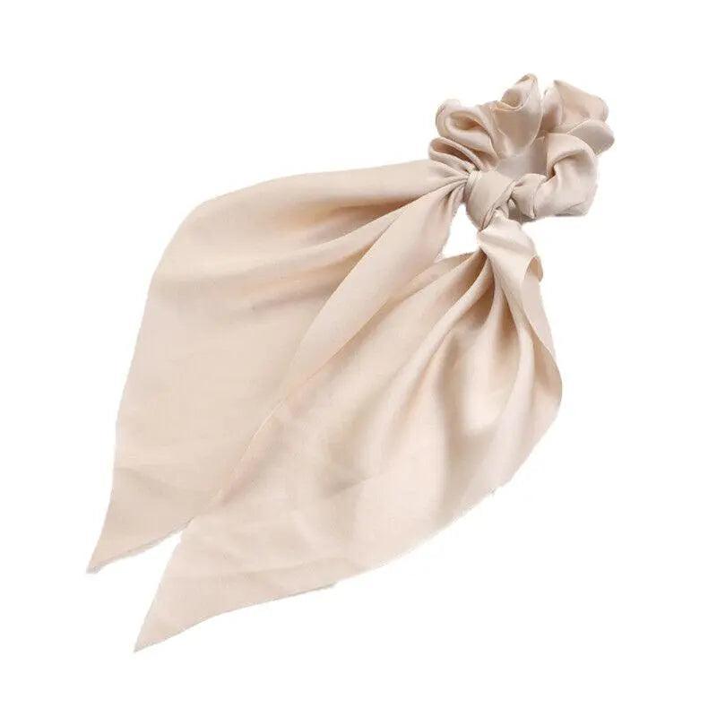 Chiffon Ponytail Scarf Bow Elastic Hair Rope Tie Scrunchies Ribbon Hair Bands - Coffee