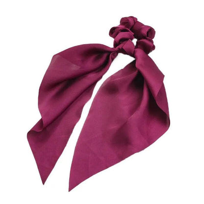 Chiffon Ponytail Scarf Bow Elastic Hair Rope Tie Scrunchies Ribbon Hair Bands - Coffee