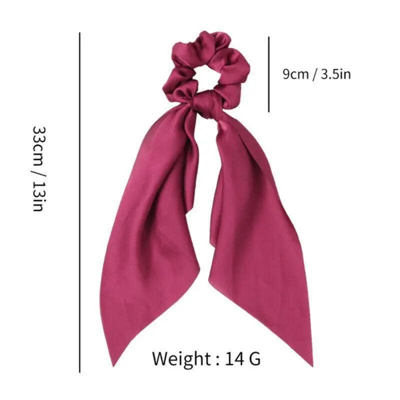 Chiffon Ponytail Scarf Bow Elastic Hair Rope Tie Scrunchies Ribbon Hair Bands - Navy