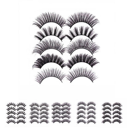 5 Pairs 3D Thick Mink Fake False Eyelashes Natural Long Wispy Makeup Lashes Au - 3D-48