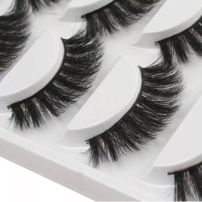 5 Pairs 3D Thick Mink Fake False Eyelashes Natural Long Wispy Makeup Lashes Au - 3D-55