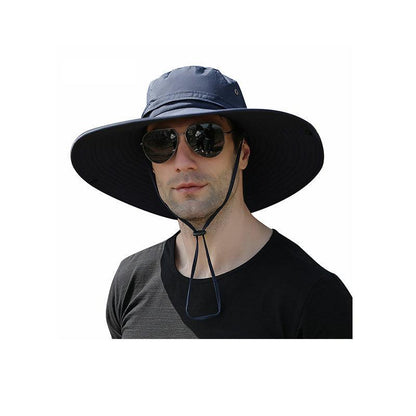 Outdoor Uv Protection Sun Hat Wide Brim Cap Quick-Drying Hat For Fishing Hiking - Grey