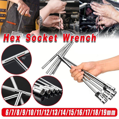6-19mm Steel T Shaped Hex Wrench Hand Tool Spanner Socket Adapter Repair - 18mm