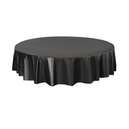 10pcs Round Tablecloth Solid Color Waterproof PEVA Table Cover 213cm Diameter - Red